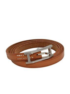 Hermes Bracelet Hapi 3 Leather Brown Silver Belt Type Simple